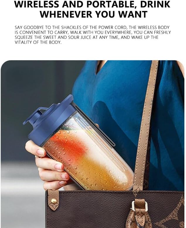 Electric Juice Maker Portable Blender Smoothie Juicer Fruit Machine with 400ml Capacity 1200mAh Rechargeable Battery USB Charging Food-Grade Non- Materials Unique Safety Design Lig