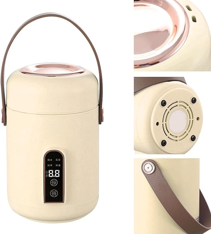 Portable Electric StewpotMultifunction Efficient Heating Mini Rice Cooker for Soup Porridge for Home Kitchen Office (Beige) BTSEURY2z04v7kcsh-12