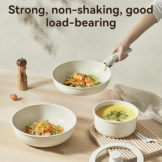 5pcs Nonstick Cookware Set Pots And Pans Set Non Stick With Removable Handles Stackable Kitchen Cookware Sets Rv Cookware For Campers Induction Ready
