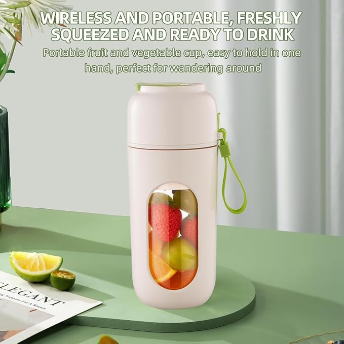 Portable Fruit Juicer Cup with 12-Blade Steel Cutter 340ml Smoothie Maker Rechargeable Personal Blender with Detachable Straw White