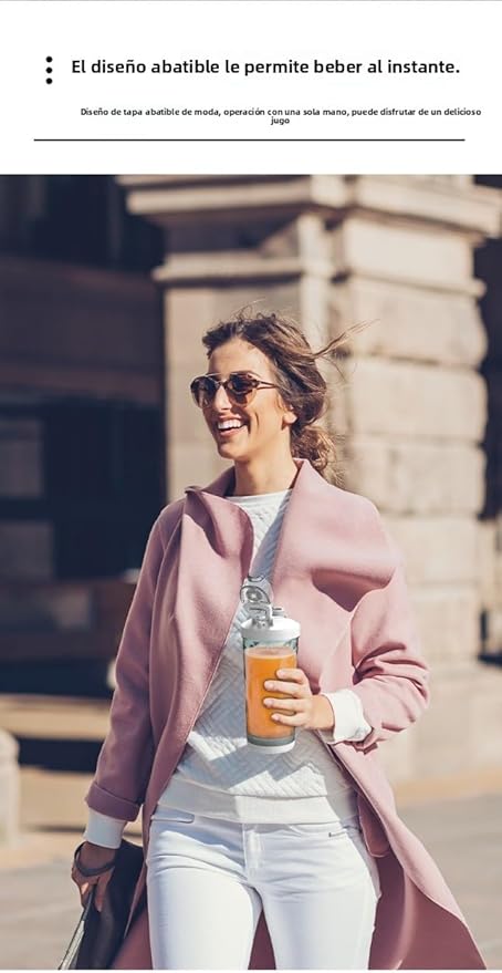Portable Blender 600ml Personal Size Juicer Machine Smoothie Blender with Six Blades USB Rechargeable Juicer Cup for Travel Gym Outdoors and Home (white)