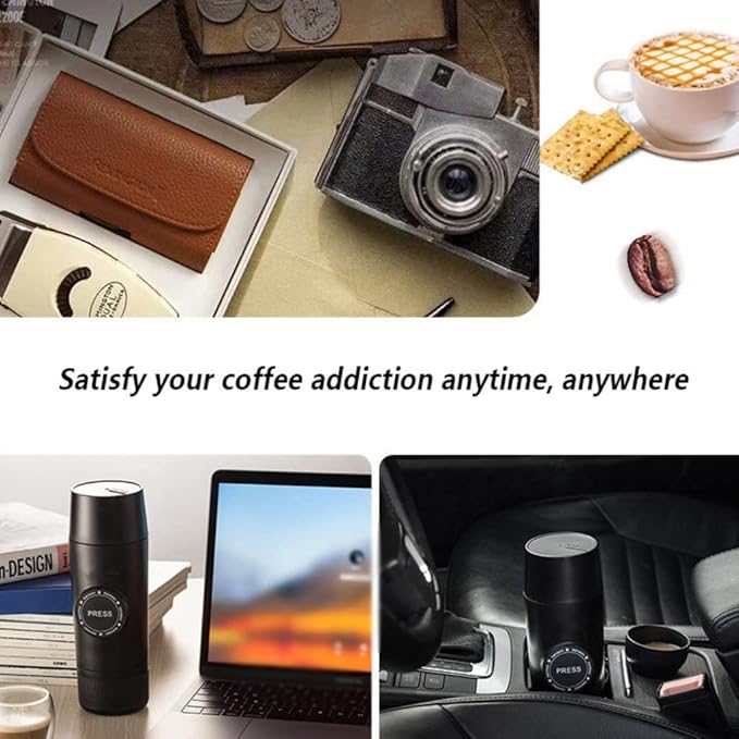 Black Portable Electric Coffee Machine Coffee Powder Capsule Dual-use Mini Espresso 18Bar Pressure USB Charging Car Coffee Machine