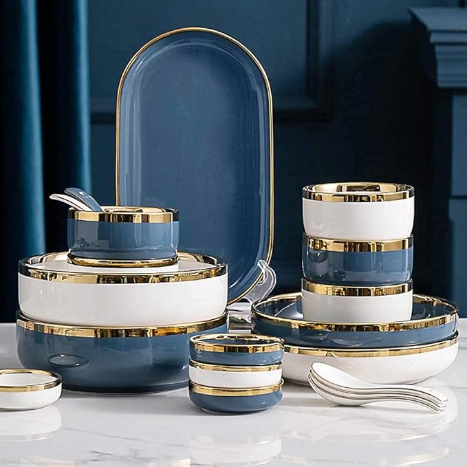 50-Piece High-end Porcelain Dinnerware Set for 10Ceramics Plate and Bowl SetsPhnom Penh Light Luxury Dinner Setfor Wedding Housewarming Gift