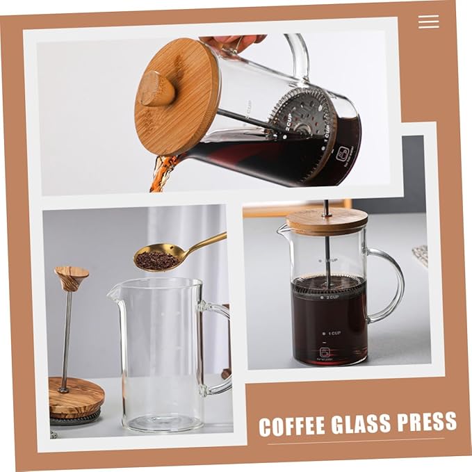 High Borosilicate Glass Coffee Press Pot with Lid Practical and Convenient Coffee Maker for Home Office Restaurant Use