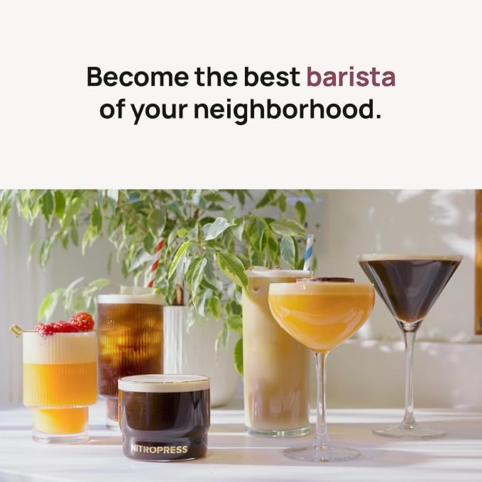 NitroPress DS – Electric Nitro Cold Brew Coffee &amp Cocktail Maker | Air-Powered Nitrogen Infuser for Smooth Nitro Drinks Cocktails Cold Brew &amp Tea at Home | No Gas Cartridges | Stainless Stee