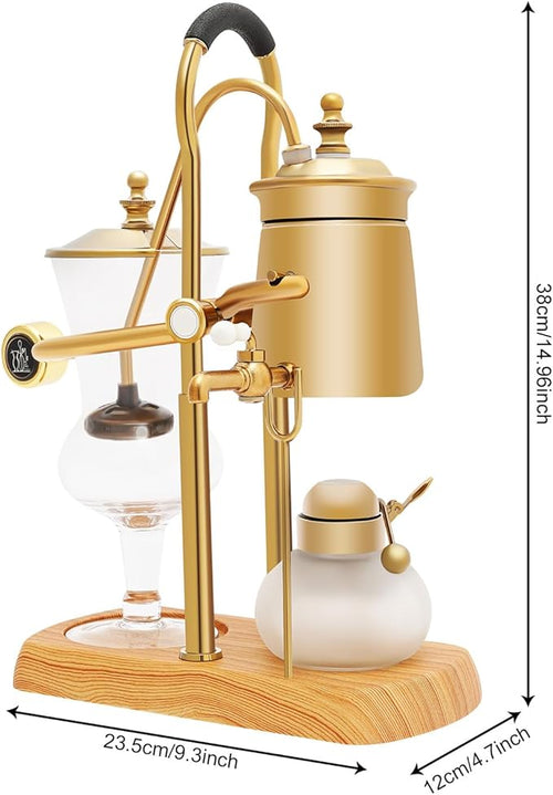 13.53 Oz Siphon Coffee Maker Syphon Siphon Vacuum Brewing System with Faucet and Measuring Cup for Personal Kitchens Coffee Shops 9.3 x 4.7 x 14.96 Inch Gold
