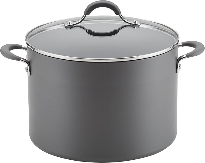 Circulon 83909 Radiance Hard Anodized Nonstick Stock Pot/Stockpot with Lid - 10 Quart Gray