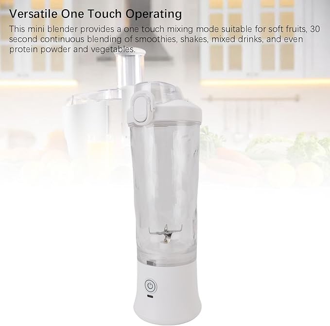 Portable Blender 600ml 18000RPM USB C Rechargeable Mini Juicer Cup with Stainless Steel Blades RGB Light for Travel Gym Soft Fruits Protein Powder Vegetables