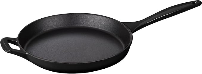 La Cuisine Piece Enameled Cast Iron 5 pc Set Pro Range 3.75QT Saute 6.5QT Round w/lid 10 Fry Pan-Black Slate (LC2640MB)