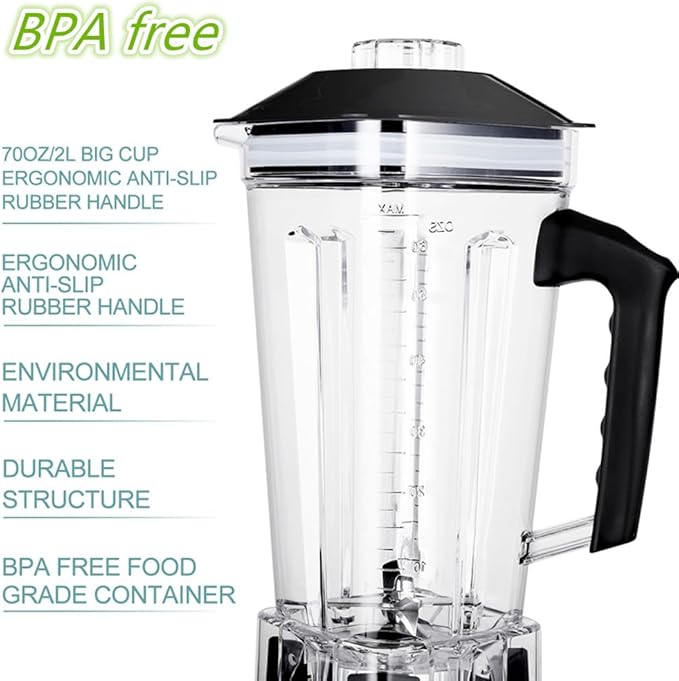Professional Countertop Blender for home and commercial use 2200W High Speed Smoothie Blender for Shakes and Smoothies with 70OZ BPA-Free Tritan for Crushing Ice Frozen Dessert and Nuts etc.