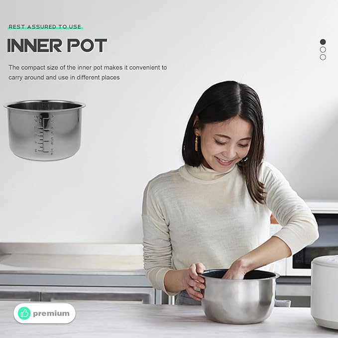 Kitchen Supply Stainless Steel Cookware Stainless Steel Inner Cooking Pot 4L Rice Cooker Liner Pot Electric Pressure Cooker Pot Silver Portable Electric Cooker