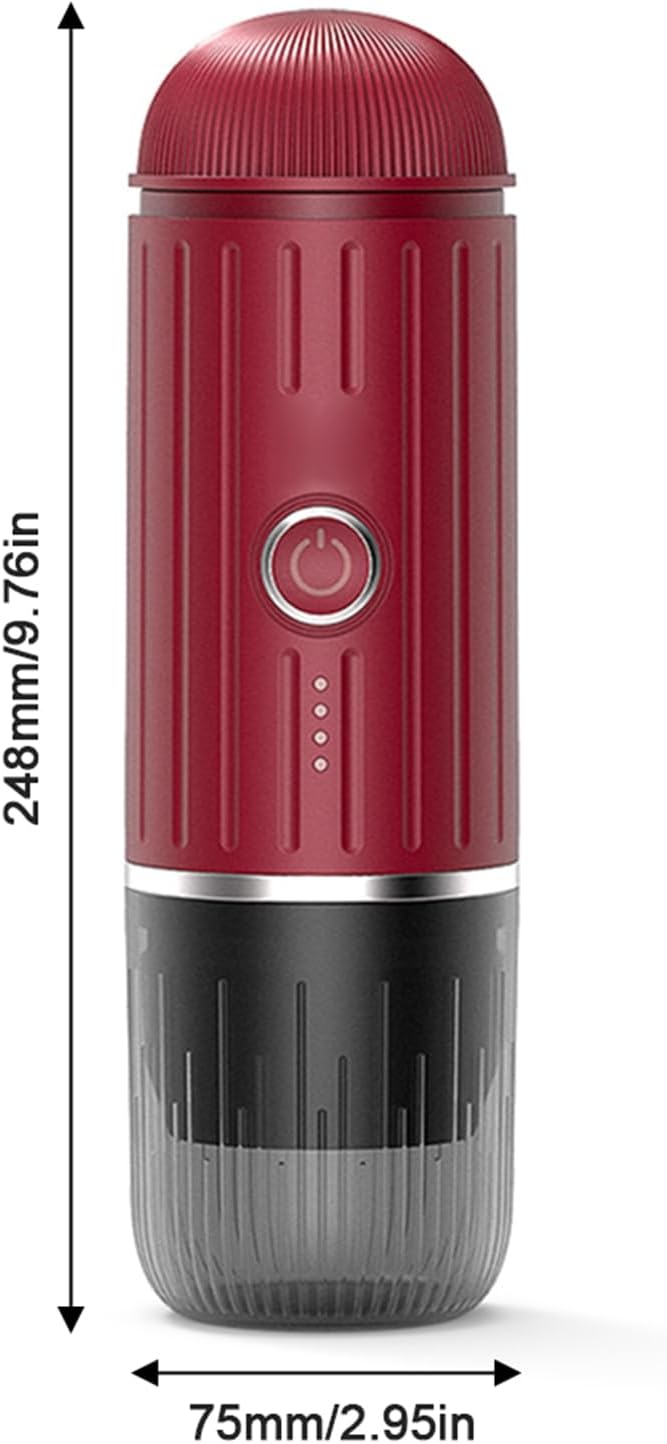 ZJchao Electric Portable Coffee Maker 19 Bar High Pressure 100W Wireless Heating Machine for Travel Camping Office Home Compact Lightweight ABS Stainless Steel Black Red (Red)