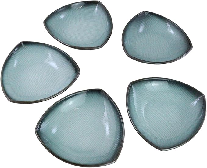 Ebros Gift Blue Sky Stars Artistic Seikai Porcelain Collection Dinnerware Serveware Kitchenware Set Asian Japanese Dining Restaurant Supply (Pack of 5 Appetizer Salad Triangular Deep Serving Plates)