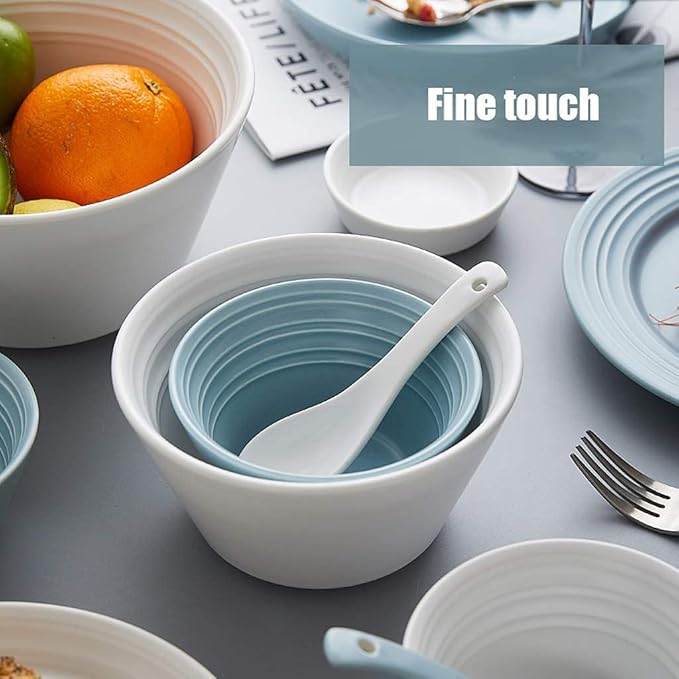 Stylish Dinner PlatesCeramics Dinner Sets 56 Pieces Nordic Style Series Porcelain Dinnerware Combination Set | Plates and Cereals Bowls Sets for Wedding Gifts and Famil
