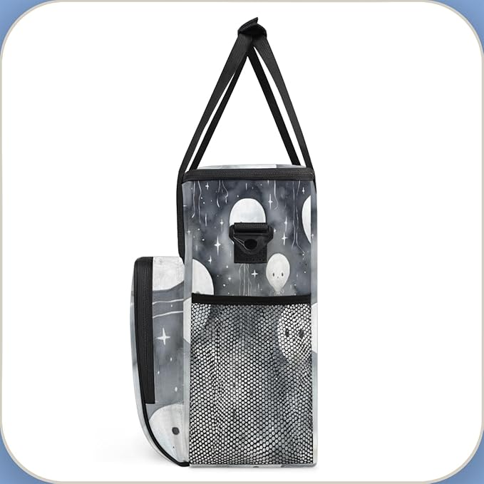 Halloween Ghosts Coffee Maker Carrying Bag Glitter Ghosts Travel Storage Bag Compatible with K-Mini or K-Mini Plus Single Serve Coffee Brewer Carrying Case with Multiple Pockets &amp Shoulder Strap