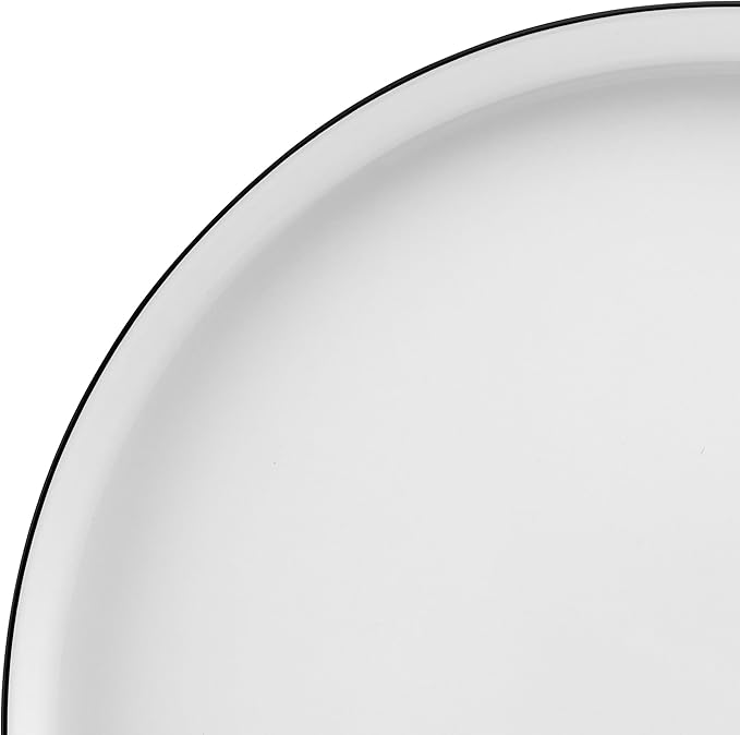 Mikasa Samantha 12 Piece Bone China Dinnerware Plate and Bowl Set Service for 4 Black Banded Rim Chip-Resistant Lightweight Durable White