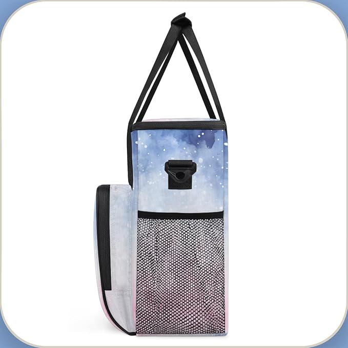 Glitter Coffee Maker Carrying Bag Pink Blue Portable Travel Storage Tote Bag Compatible with K-Mini or K-Mini Plus Single Serve Coffee Brewer Carrying Case with Multiple Pockets &amp Shoulder Strap