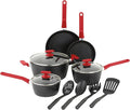 GoodCook ProEase 12-Piece Nonstick Cookware Set Includes 4-Quart Covered Dutch Oven Fry Pans Sauce Pans Utensils Even-Heating Aluminum Tempered Glass Lids Ergonomic Handles