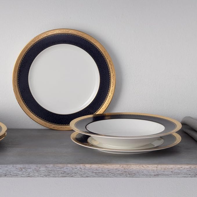 Noritake Odessa Cobalt Gold 12-Piece Dinnerware Set Service for 4