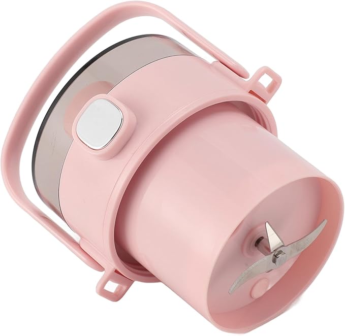 Portable Blender Cup Electric Juicer Cordless 500ML USB Rechargeable Mini Blender Cup with Straw (Pink)