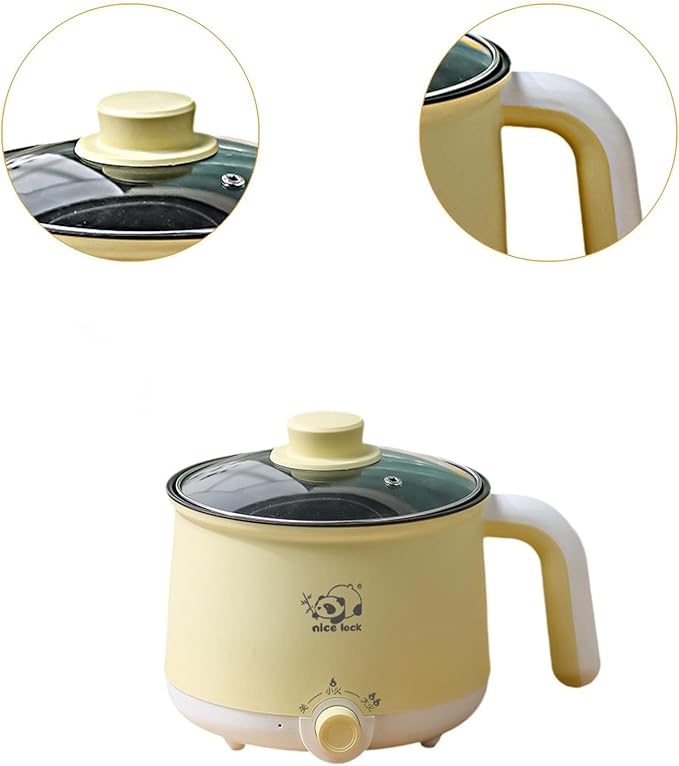 Electric Hot Pot Raman Cooker 2 Gear Nonstick Boil Dry Protection Electric Rice Cooker Noodles Cooker for Porridge Fry Eggs without steamer
