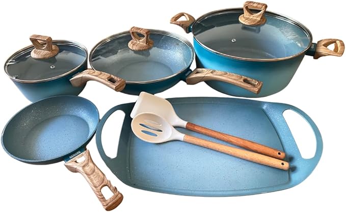 Terracotta Cookware 10 piece Set (Turquoise)