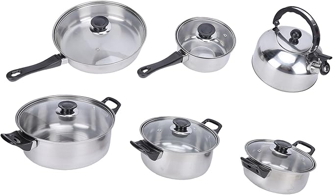Tnfeeon Home Kitchen Cookware Sets with Glass Lid Sturdy Noodles Pot Kitchen Cooking Pots and Pans for Indoor Boiling Soups Sauce Cookware Sets Sturdy Noodles Cooking and Pans