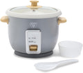 GreenLife Rice Cooker with Removable PFAS-Free Ceramic Nonstick Pot 3-Cups Uncooked/6-Cups Cooked Grains &amp Oatmeal Multicooker Compact One-Switch Design Auto Keep Warm Easy Clean Gray