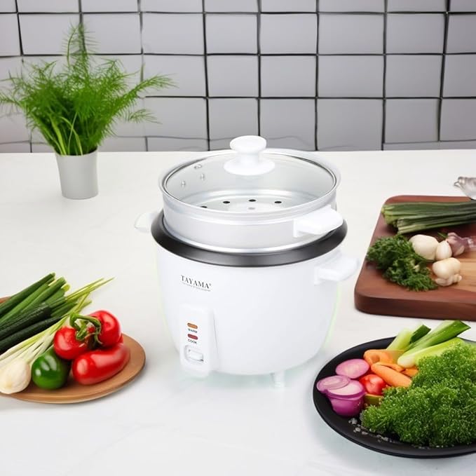 Tayama Rice Cooker with Steam Tray 8 Cups White (RC-8R)