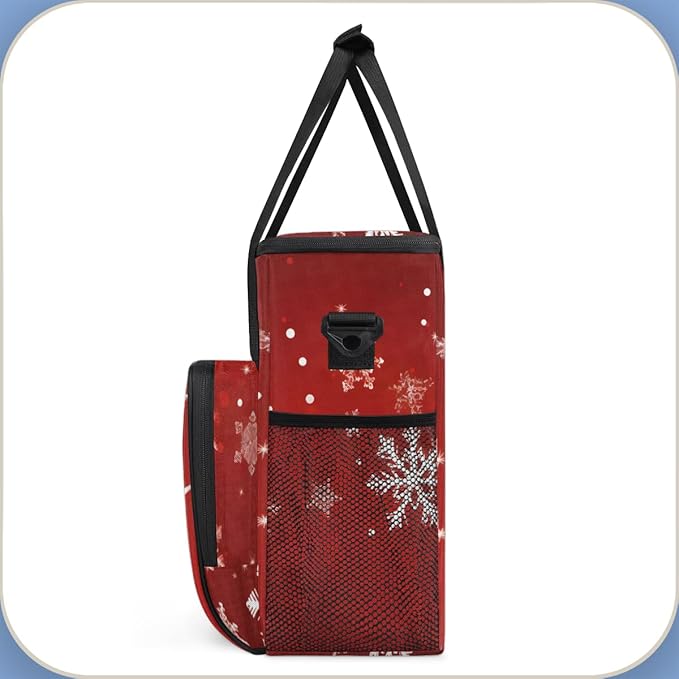 Xmas Snowflakes Coffee Maker Carrying Bag Dreamy Snowflakes Travel Storage Bag Compatible with K-Mini or K-Mini Plus Single Serve Coffee Brewer Carrying Case with Multiple Pockets &amp Shoulder Str