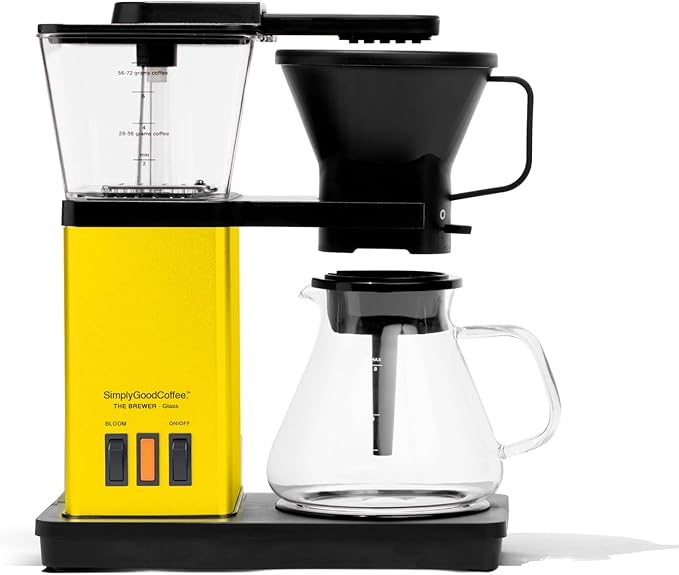 SimplyGoodCoffee Coffee Maker/Coffee Machine. 8 Cup Automatic Drip Pour Over Coffee Brewer With Vinyl Wrap Custom Kit. Easy To Use Gold Cup Standard. Ultra Gloss Yellow
