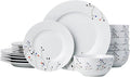 Amazon Basics Dinnerware Set Microwave and Dishwasher Safe Service for 6 18-Piece Complete Kitchen Plates Dishes Bowls Branches