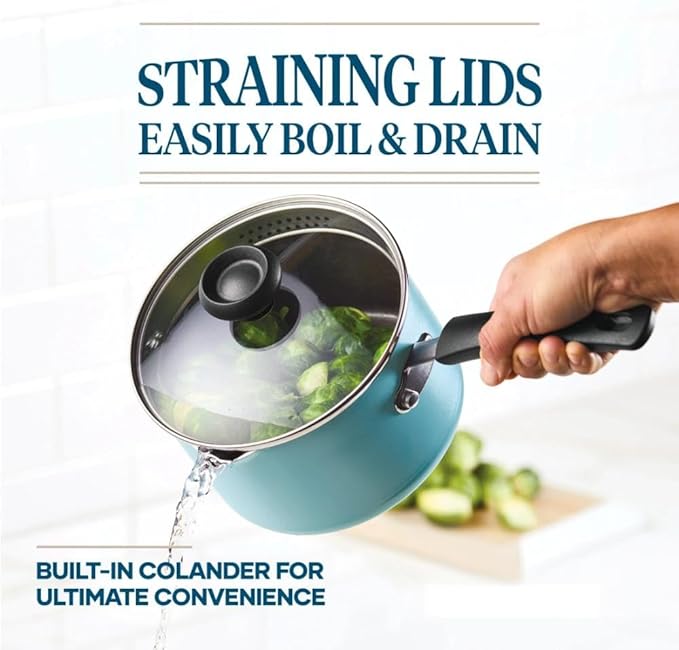 12-Piece Blue Non-Stick Pots and Pans Set with Cooking Utensils Dishwasher Safe Aluminum Cookware Even Heating for Various Kitchen Needs