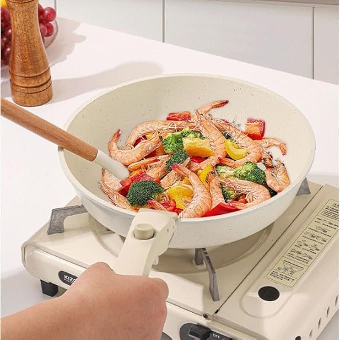 Easy to clean Flat Bottomed Pan Is Household Cooking Cookware Set Tourmaline Non Stick Kitchen