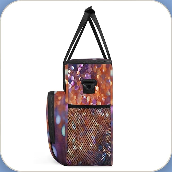 Glitter Sequin Coffee Maker Carrying Bag Portable Travel Storage Tote Bag Compatible with K-Mini or K-Mini Plus Single Serve Coffee Brewer Carrying Case with Multiple Pockets &amp Shoulder Strap