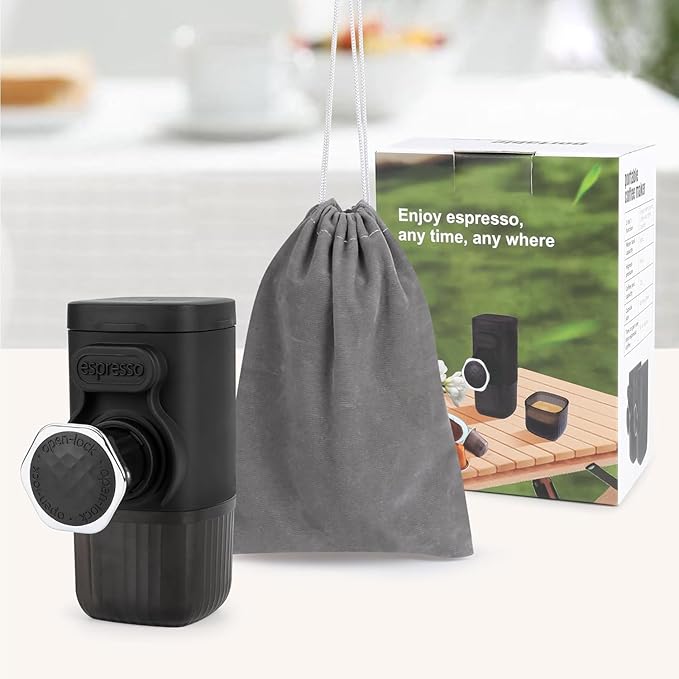 JALADA Portable Espresso Maker Compatible with Ground Coffee &amp Capsules Espresso Machine Small Travel Coffee Maker Perfect for CampingHikingOffice