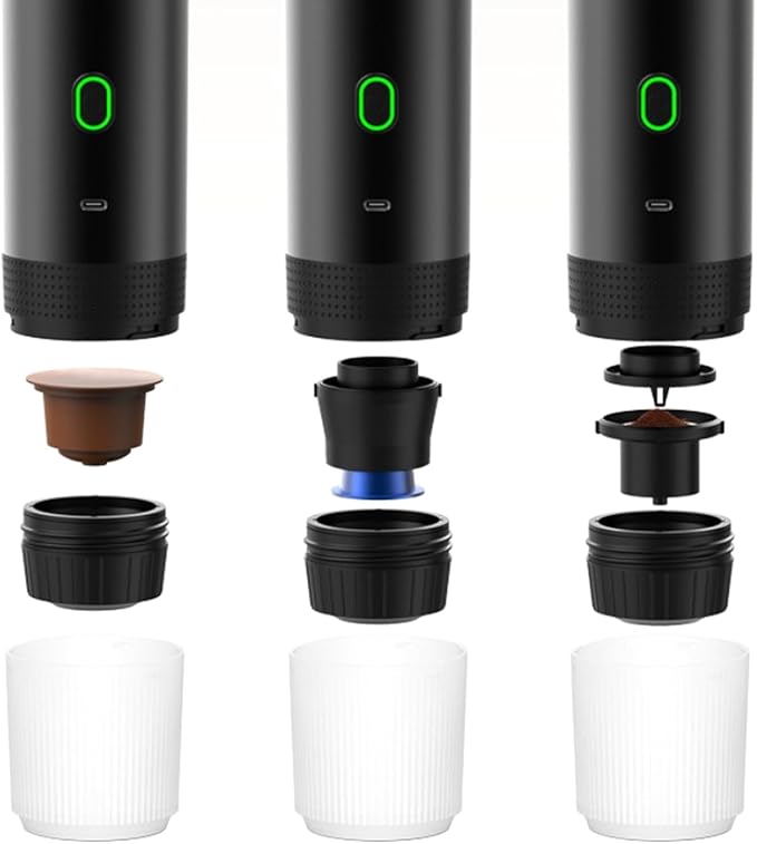 Portable Electric Espresso Machine Self Heating Portable Electric Coffee Maker 15 Bar Mini Coffee Maker for Coffee Capsules Ground Coffee Cordless Electric Coffee Machine