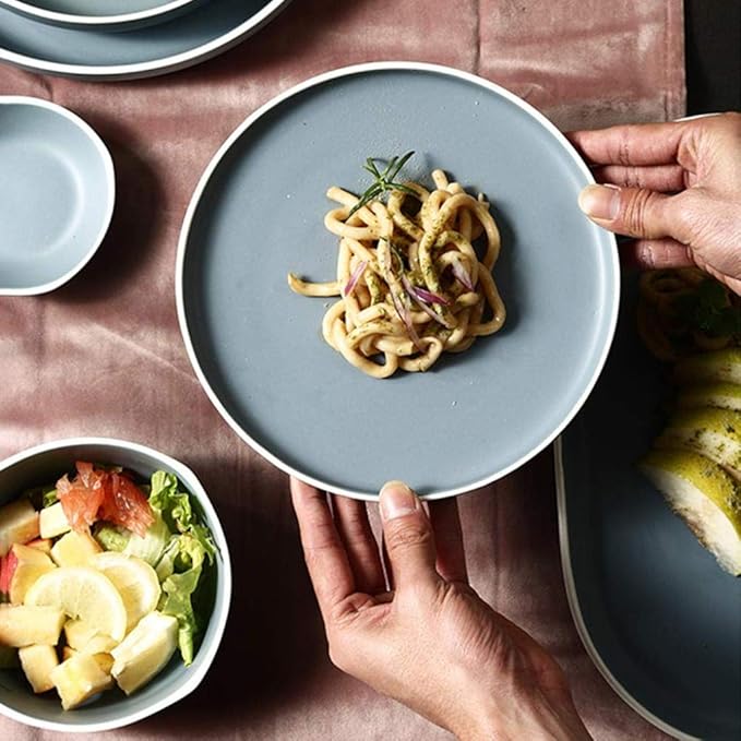 Modern Matte Glaze Porcelain Dinnerware Sets Ceramic Dinner Plates Dessert Plates Cereals Bowls for Daily Life Family Party and Restaurant Service for 8Service for 2(9pcs)