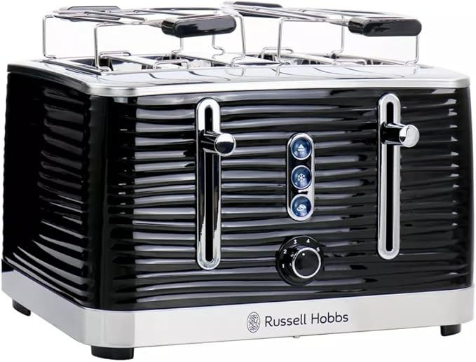 Retro Style 4-Slice Toaster with Variable Browning Control Bagel &amp Frozen Settings Black