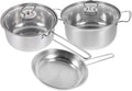 Wakauto Stainless Steel Cookware Set with Thick Bottoms for Even Heating Includes Soup Pot Milk Pot and Frying Pan for Kitchen Home Use