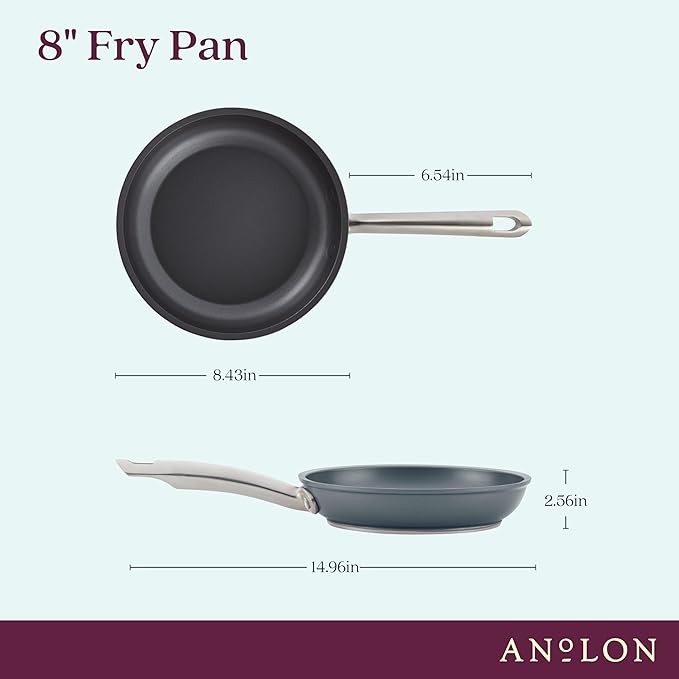 Anolon Accolade Forged Hard Anodized Nonstick Frying Pan/Skillet 8 Inch Moonstone Gray