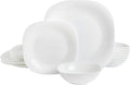 Gibson Home Ultra Break and Chip Resistant Dinnerware Set Square: Service for 6 (18pcs) Opal Glass