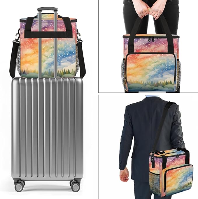 Rainbow Tree Coffee Maker Carrying Bag Portable Travel Storage Tote Bag Compatible with K-Mini or K-Mini Plus Single Serve Coffee Brewer Carrying Case with Multiple Pockets &amp Shoulder Strap