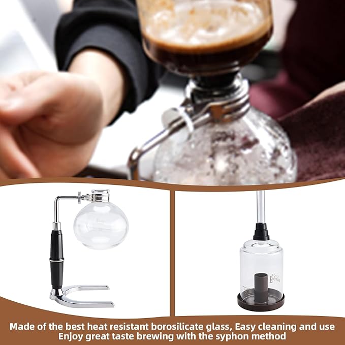 Amarine 5-Cup Tabletop Siphon Coffee Maker 16 Ounce Clear with Alcohol Burner (TCA-5)