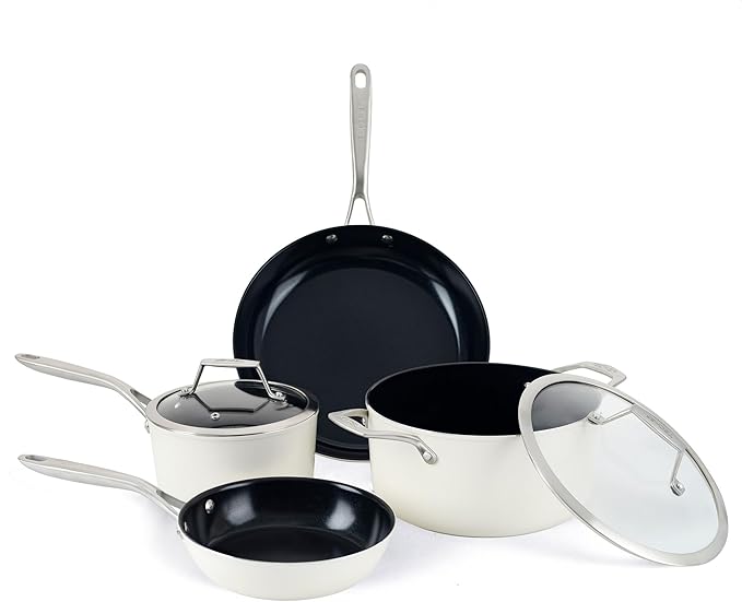 TeChef ValenCera Collection | Ceramic Nonstick Cookware Set Free of PFAS PTFE PFOA Made in Korea (6-Piece Set)