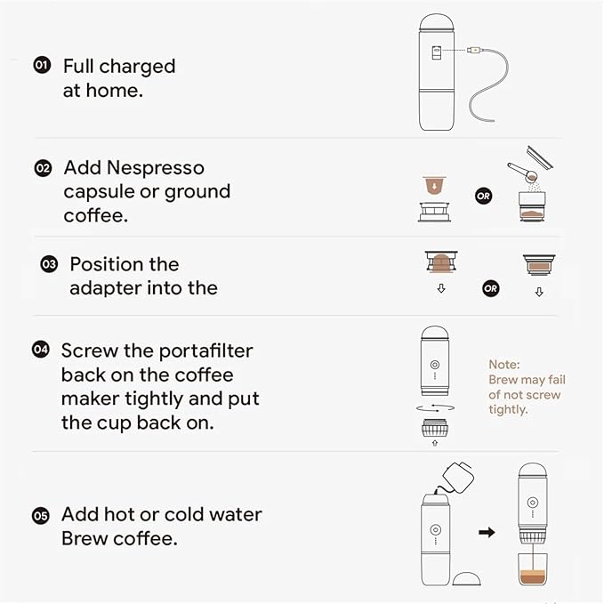 WL Portable Espresso Coffee Machine 19 Bar Automatic Heating Capsule &amp Ground Travel Coffee Maker Compatible With Camping Office