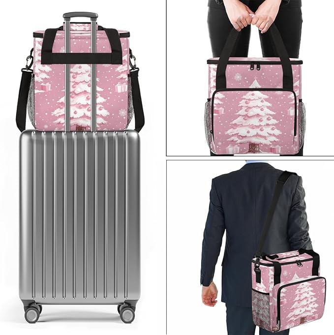 Cartoon Tree Coffee Maker Carrying Bag Christmas Gift Travel Storage Bag Compatible with K-Mini or K-Mini Plus Single Serve Coffee Brewer Carrying Case with Multiple Pockets &amp Shoulder Strap