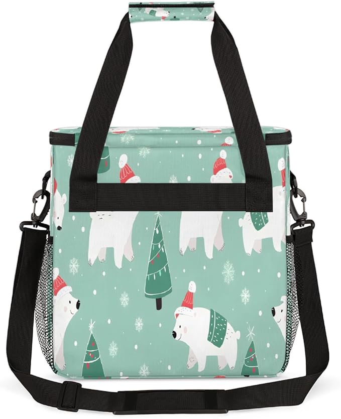 Christmas (745) Coffee Maker Carring Bag Travel Carrying Storage Tote Bag Compatible with Keurig K-Mini or K-Mini Plus Portable Single Serve Coffee Brewer Case with Pockets for K-cup Pods