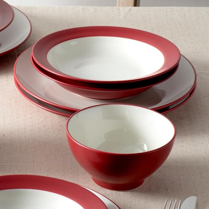 Noritake Colorwave Raspberry 12-Piece Coupe Dinnerware Set Service for 4