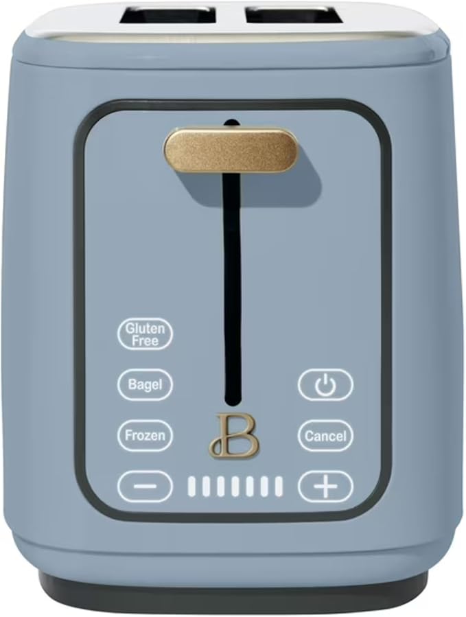 2 Slice Digital Toaster with Touch Control Panel Adjustable Toast Shade Settings Wide Bread Openings Bagel &amp Frozen Modes Removable Crumb Tray (Cornflower Blue)